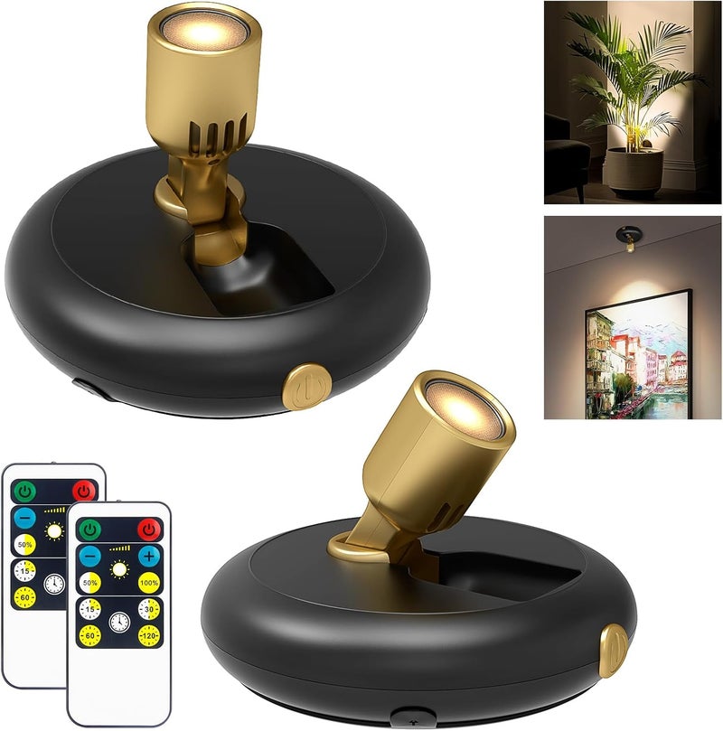 Arixinks Indoor Plant Spotlight Battery Operated,Picture Light with Remote,Wall Painting Uplight,Wireless Dimmable Timer ,Spot Light for Plants Trees Pictures Display Painting Art Frame Gallery Portrait - Image 1